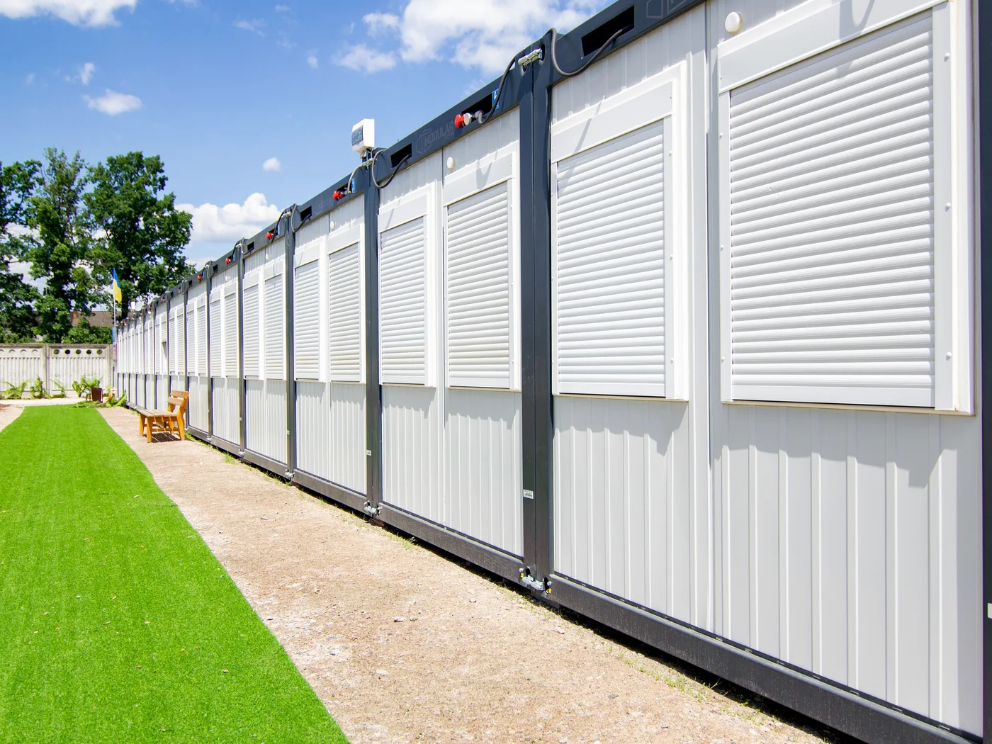 Modern modular housing units representing modular home financing